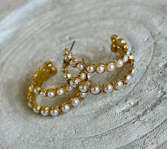 Double Pearl Hoop