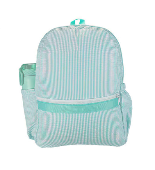 Mint Seersucker Backpack