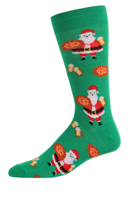 Santa with Pizza & Beer Men’s Crew Socks