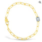 Gold Paperclip & Dark Blue CZ Bracelet