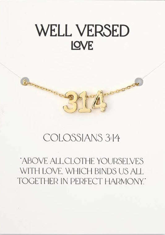 Colossians 3:14 Gold Necklace