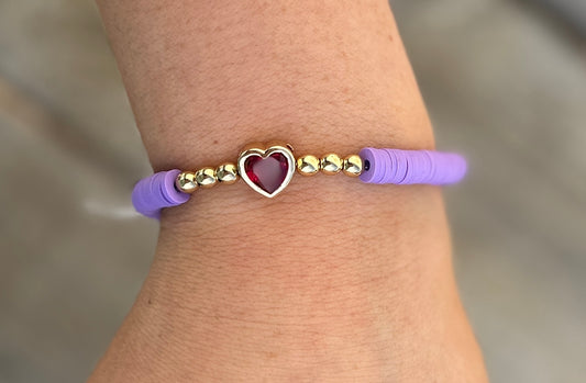 Sequins and Dark Crystal Heart Accents Bracelet