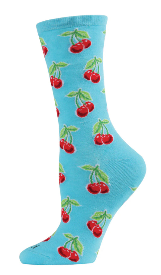 Cherries Bamboo Crew Socks