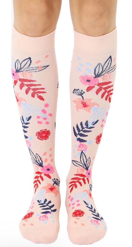 Floral Knee High Compression Socks