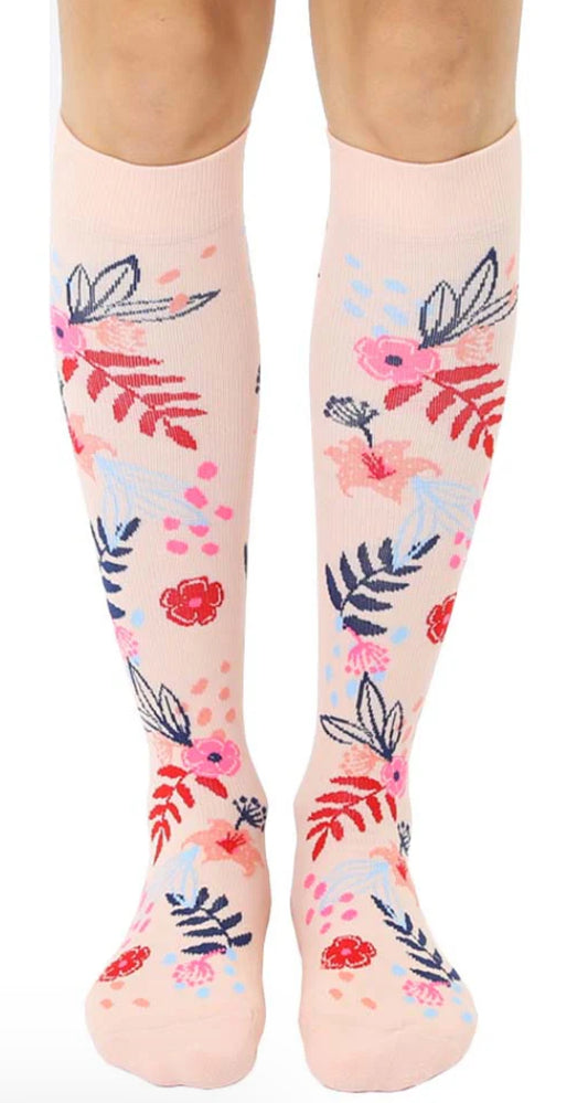 Floral Knee High Compression Socks