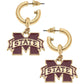 Mississippi State Bulldogs Drop Hoop Earrings Maroon