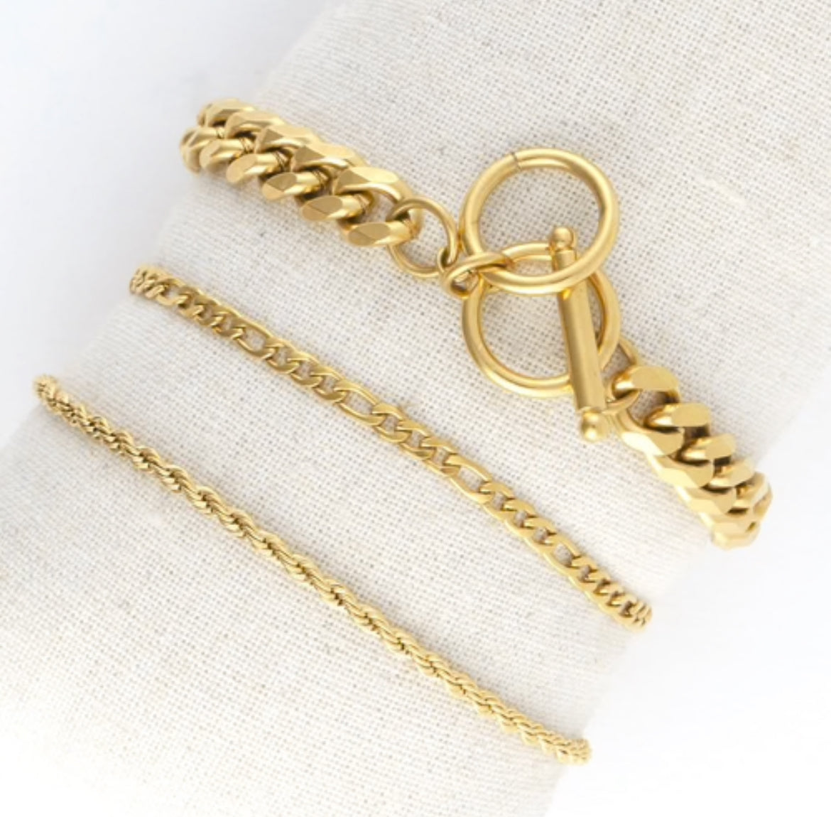 Figaro Chain Bracelet Set