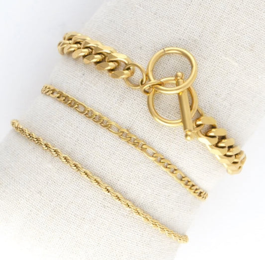 Figaro Chain Bracelet Set