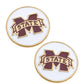 Mississippi State Bulldogs Disc Stud Earrings White
