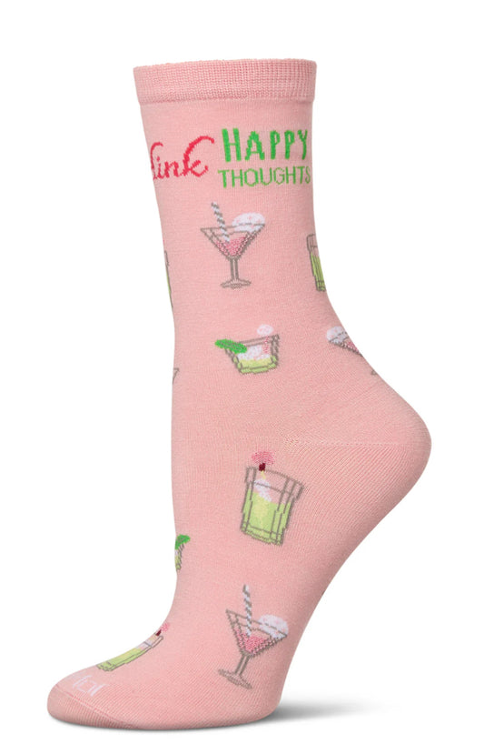 Drink Happy Thoughts Bamboo Crew Socks