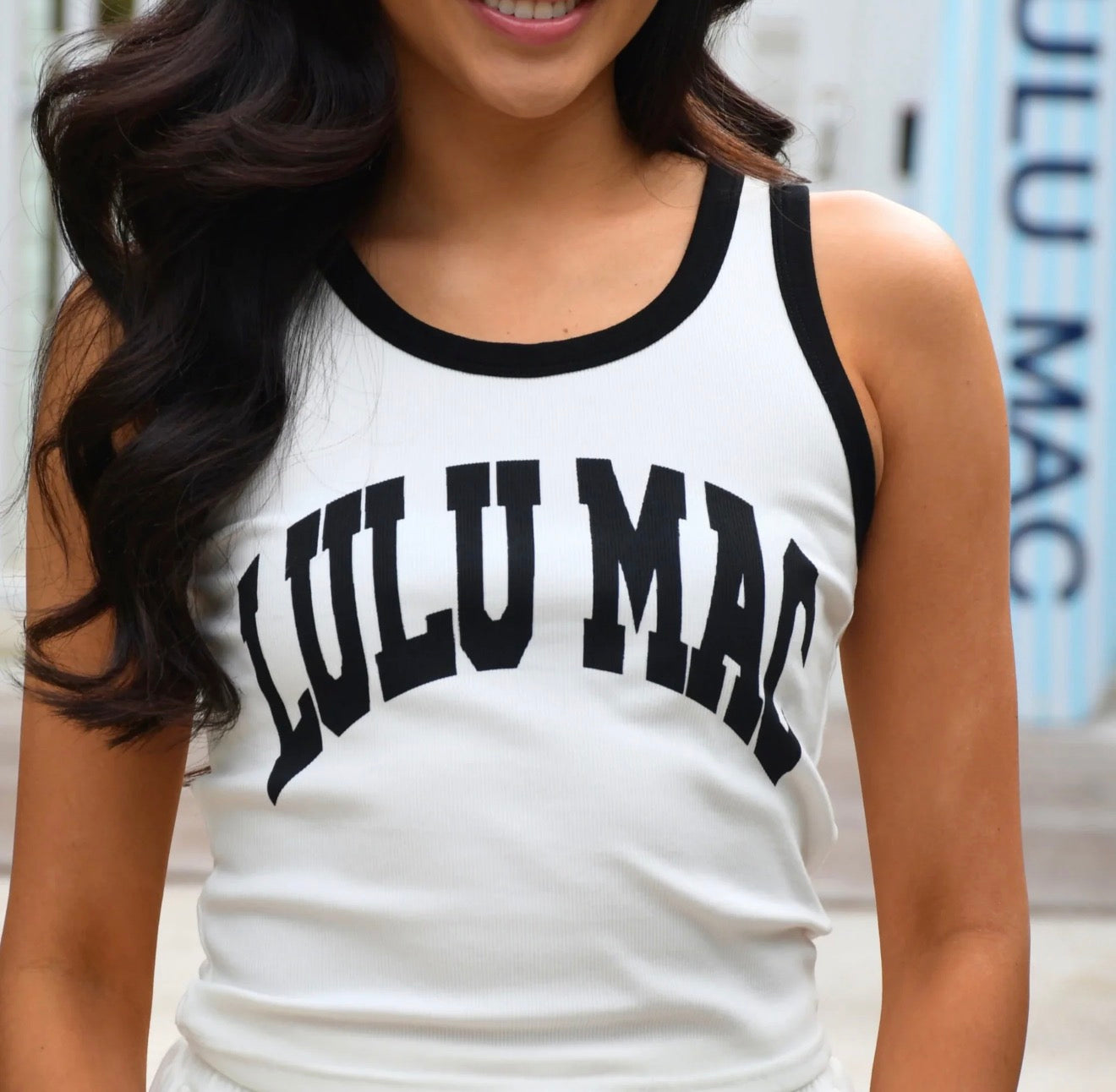 BLACK & WHITE LULU MAC TANK TOPS