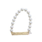 Kids Pearl Beaded Bracelet w/ Faith Bar & Silver Cross Charm