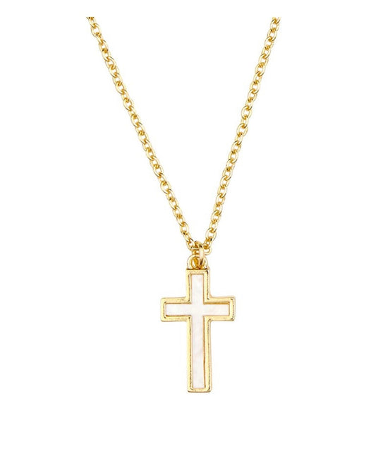 Mother Of Pearl Cross Necklace