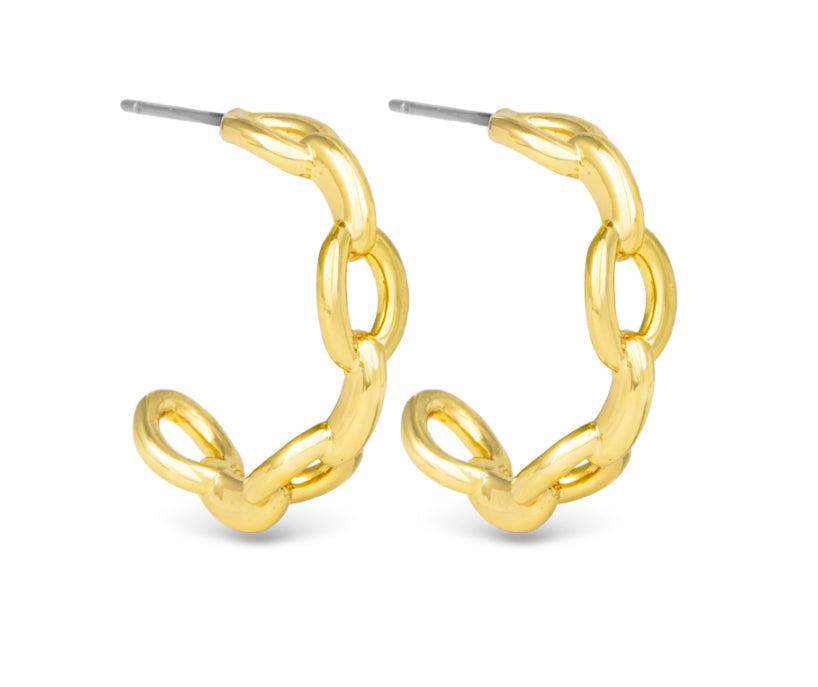 Gold London Polished Chain Link Hoop