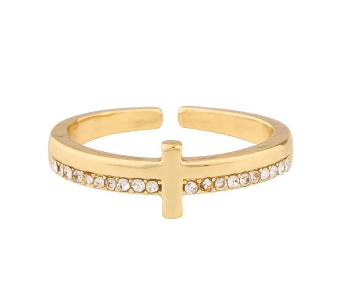 Dimond Filled Cross Ring