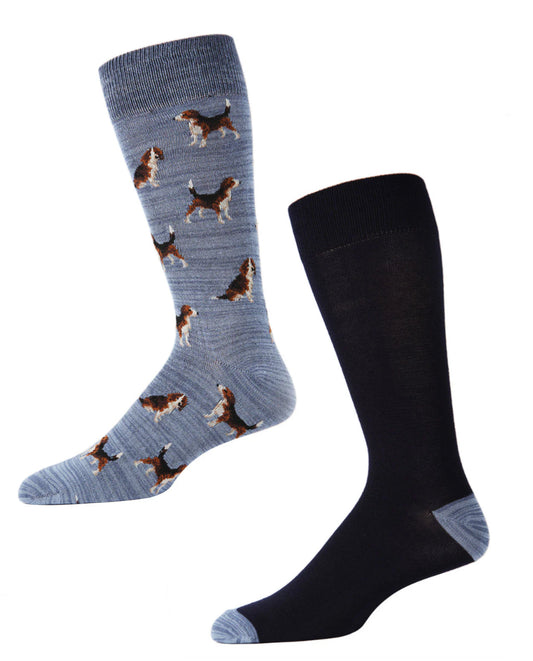 Beagles Bamboo Men’s Crew 2 Pair Pack Socks