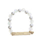 Kids Pearl & Iridescent Beaded Bracelet w/ Faith Bar & Heart Charm