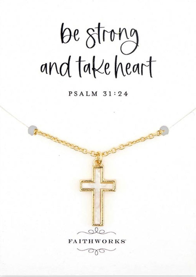 Mother Of Pearl Cross Necklace