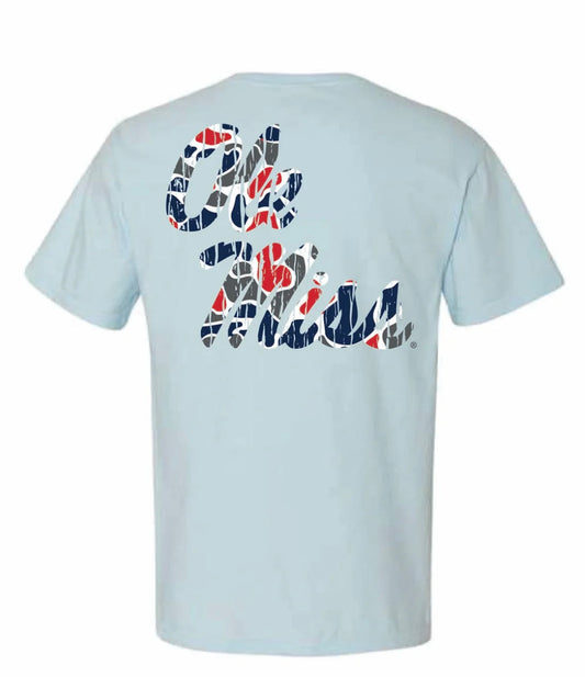 Ole Miss Script Camo Tee