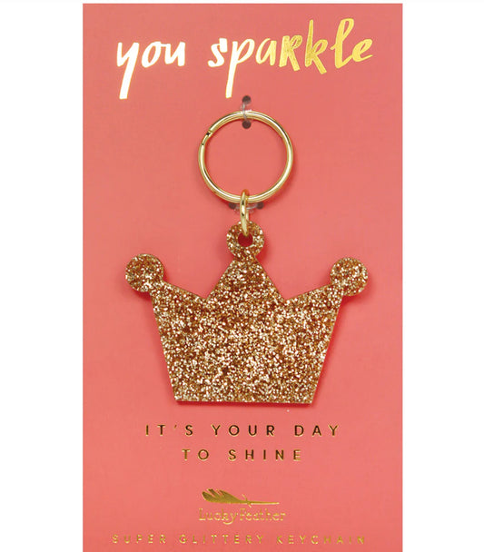 Crown Gold Glitter Keychain