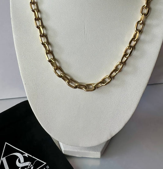 Flat Link Chain Necklace - 18k Gold Plated Stainless Steel