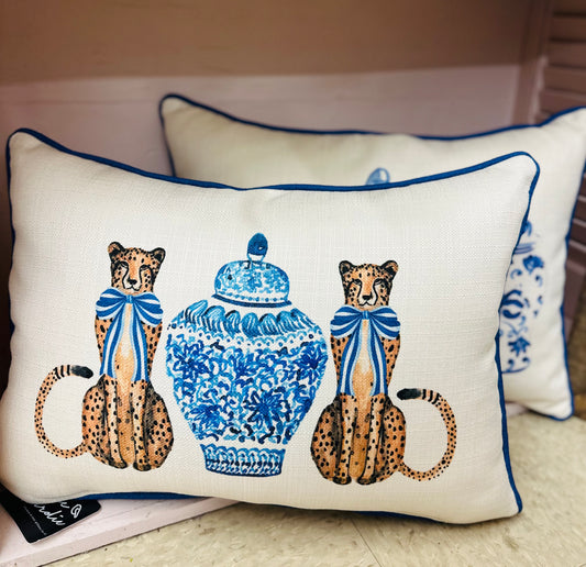 Bluejay Piped + Blue Vase Cheetah