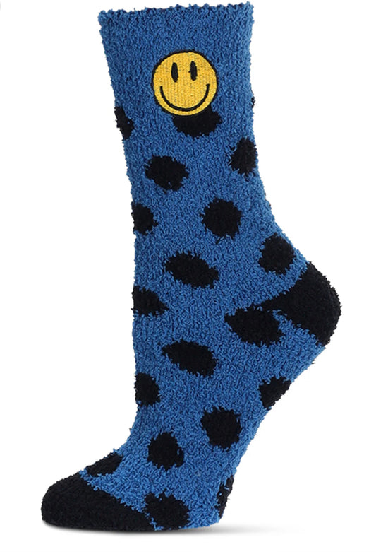 Polka Dot Smiley Face Embroidery Cozy Socks