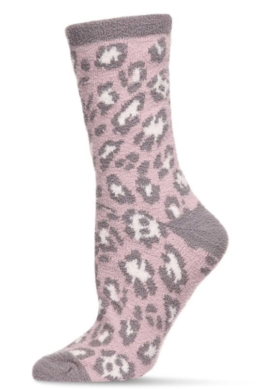 Violet Leopard Super Soft Cozy Crew Socks