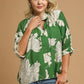 Green Floral Scallop Trim Top