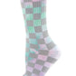 Checkered Ribbed Half Cushioned Crew Socks