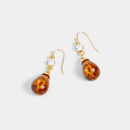 Amber Clear Stone Teardrop Bead Dangle