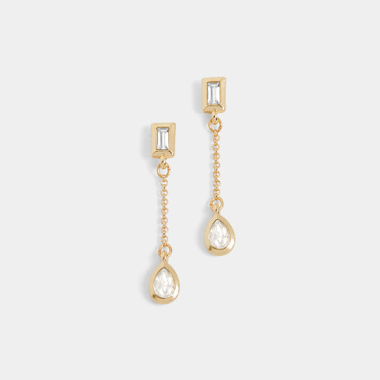 Gold Baguette Stone Chain Drop