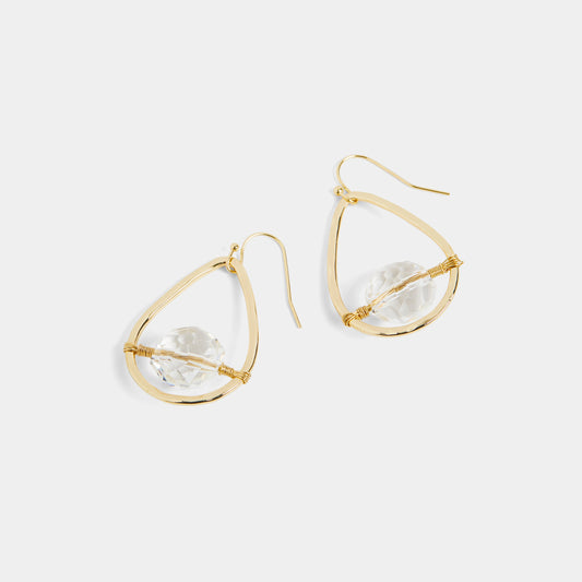 Gold Floating Bead Teardrop Wire Wrap