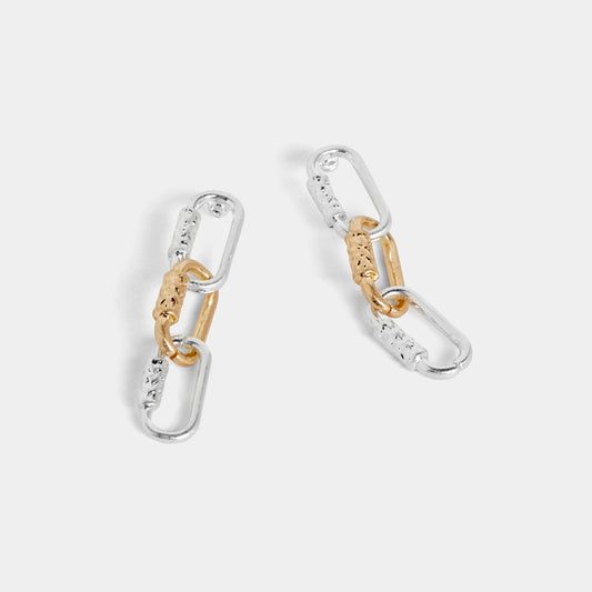 Linked Locks Mixed Metal Dangle Earrings