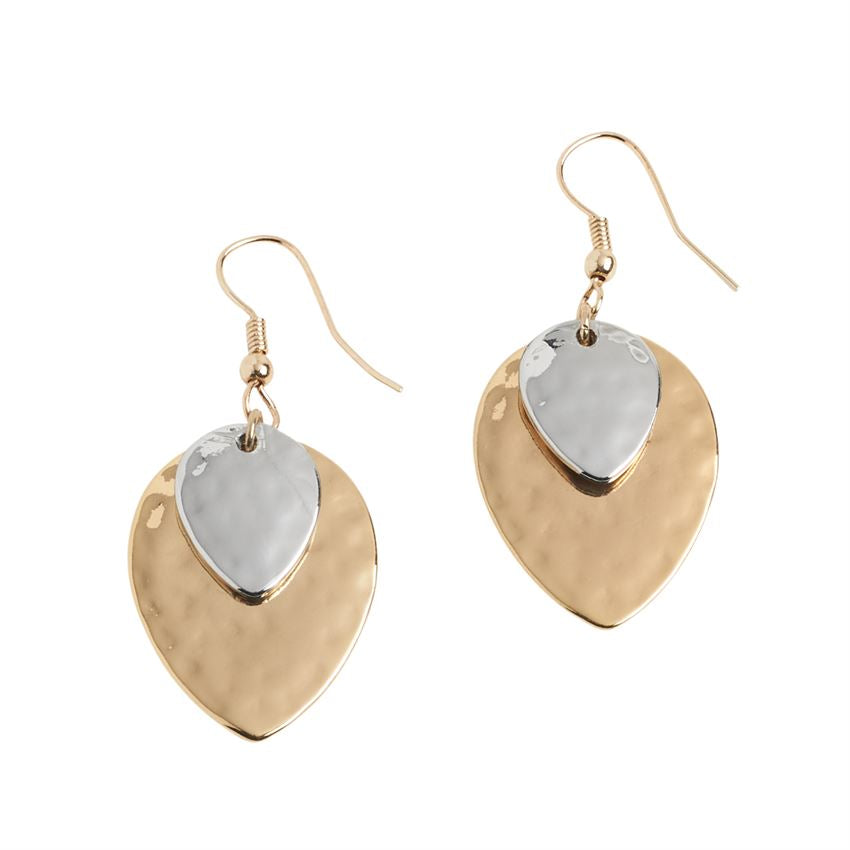 Mixed Metal Pointed Oval Drop