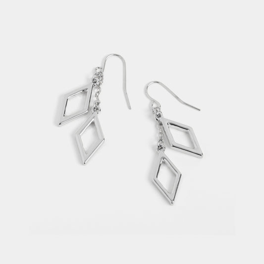 Silver Double Diamond Chain Drop