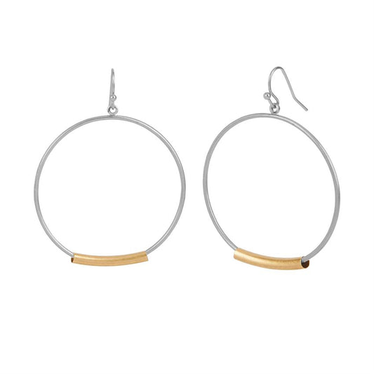 Silver Hoop with Metal Bar