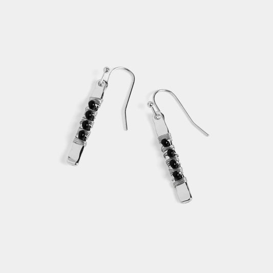 Silver/Black Bead Bar Wire Wrap