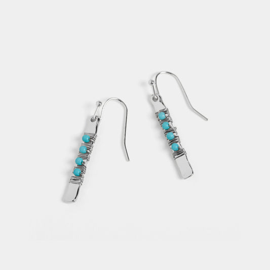 Silver/Turquoise Bead Bar Wire Wrap