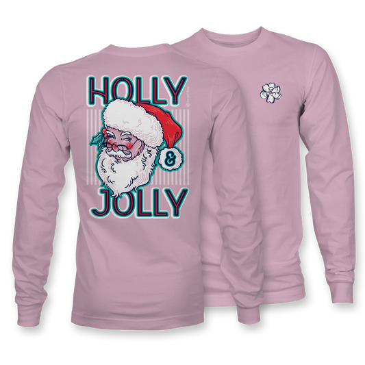 Light Pink Vintage Santa Long Sleeve