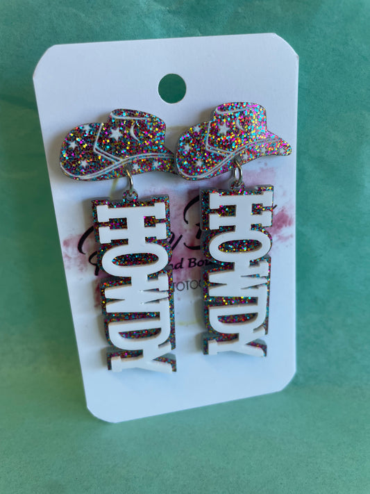 Mini Howdy Glitter Earrings