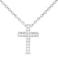 Silver CZ Channel Set Cross Necklace