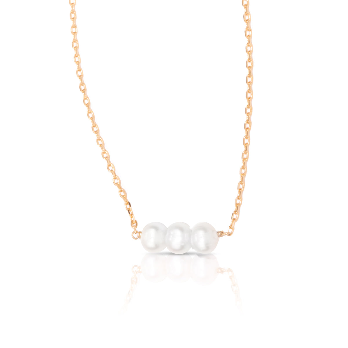 Gold 3-Pearl Row Necklace