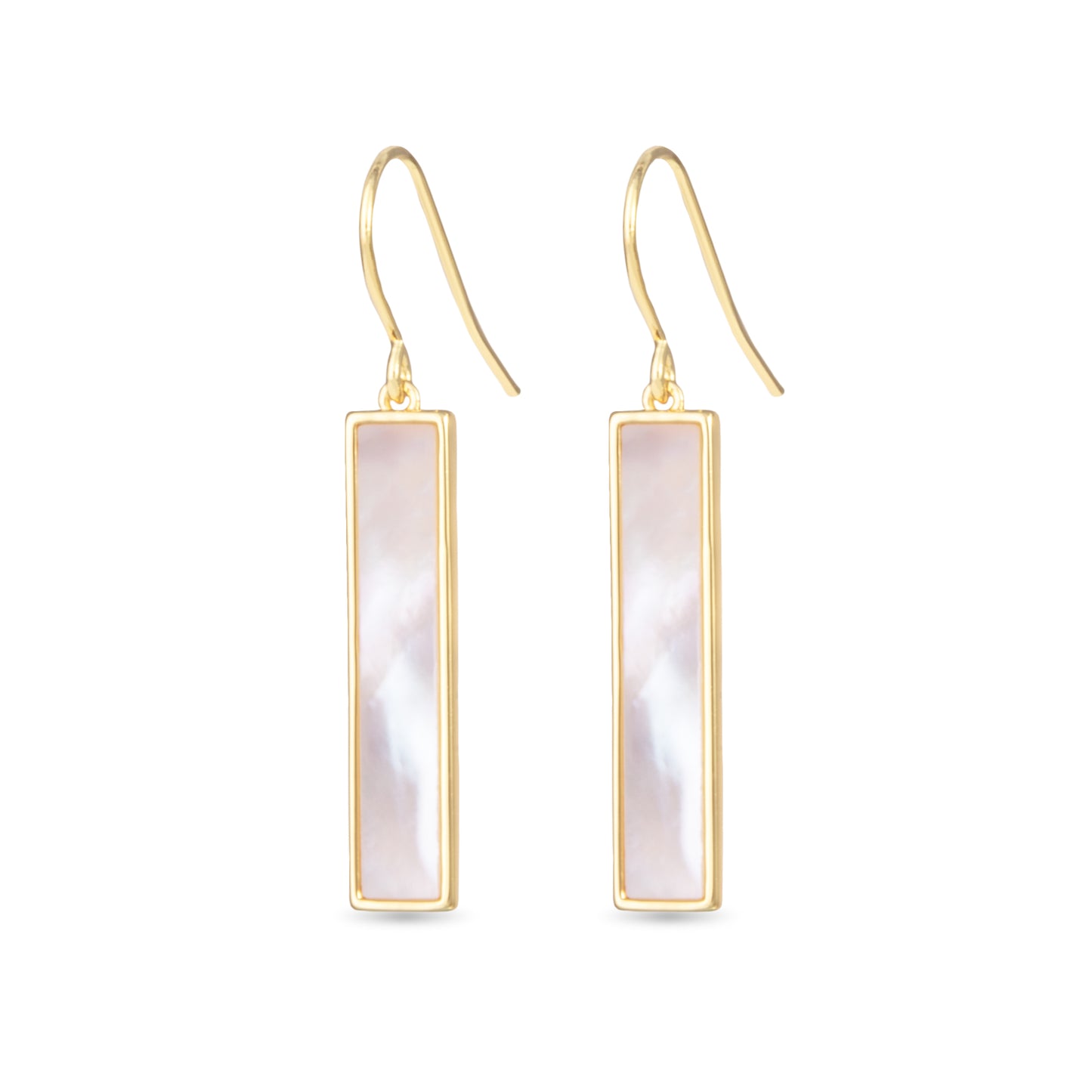 Gold MOP Bar Drop Earrings