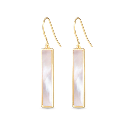 Gold MOP Bar Drop Earrings