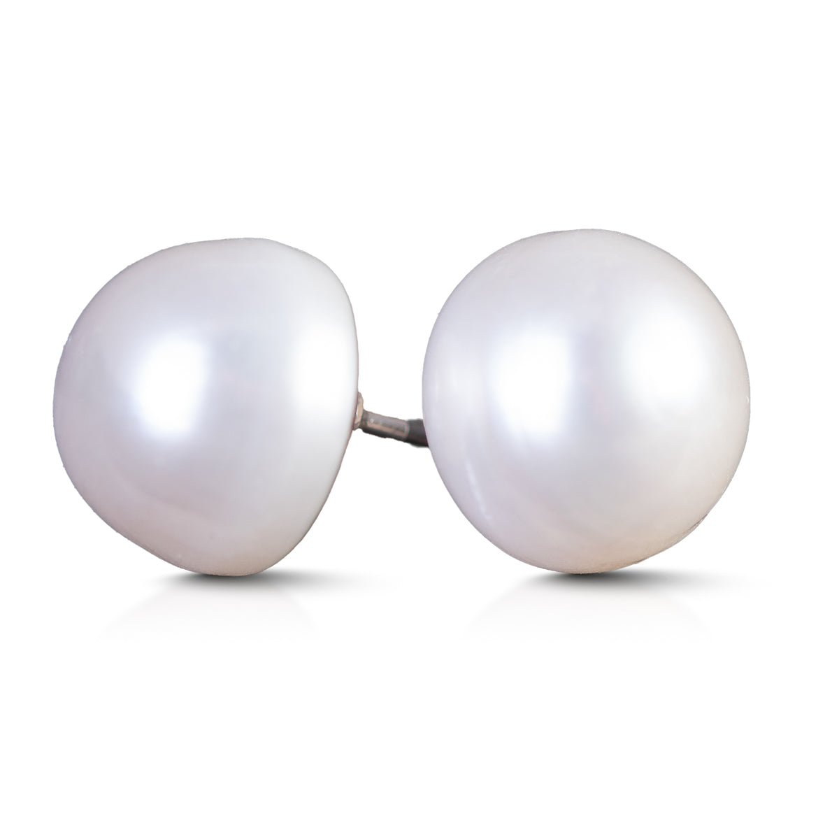 White Button Stud Earrings
