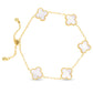 Gold MOP White Clover Bracelet