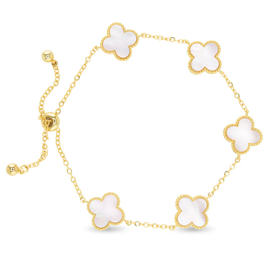Gold MOP White Clover Bracelet