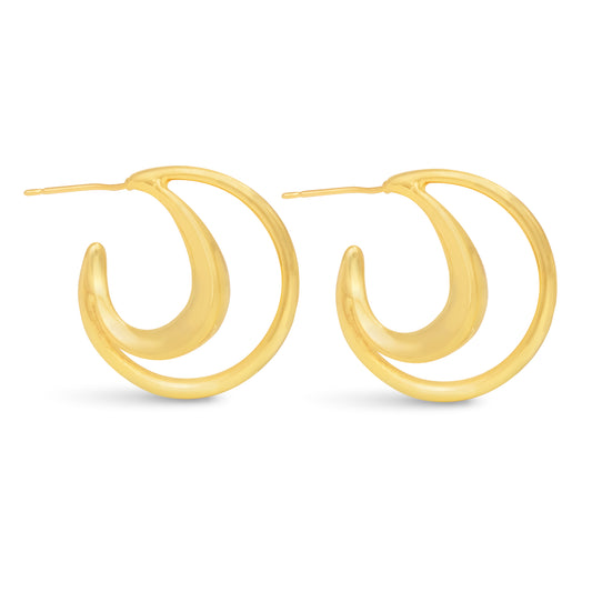 Gold Matte Summer Polished Double Hoop