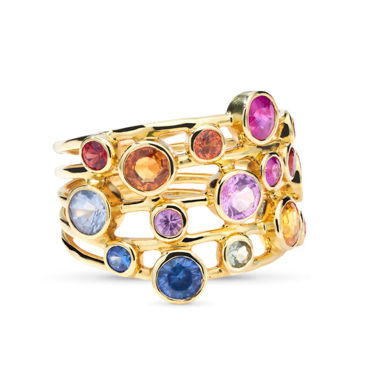 Gold CZ Multi-Color Ring